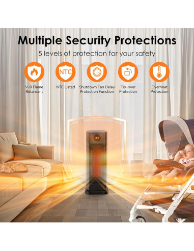Calentador de Espacio Eléctrico Minthouz S760 1500W Oscilante 70