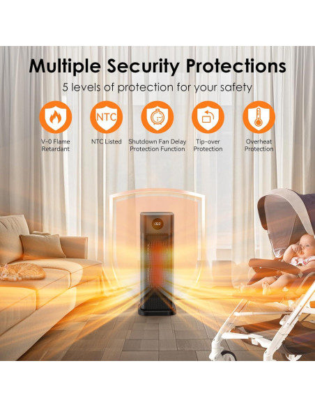 Calentador de Espacio Eléctrico Minthouz S760 1500W Oscilante 70