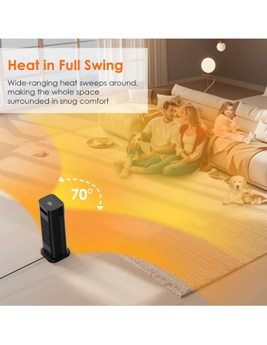 Calentador de Espacio Eléctrico Minthouz S760 1500W Oscilante 70