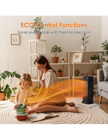 Calentador de Espacio Eléctrico Minthouz S760 1500W Oscilante 70