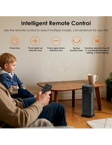 Calentador de Espacio Eléctrico Minthouz S760 1500W Oscilante 70