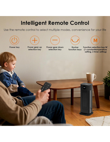 Calentador de Espacio Eléctrico Minthouz S760 1500W Oscilante 70