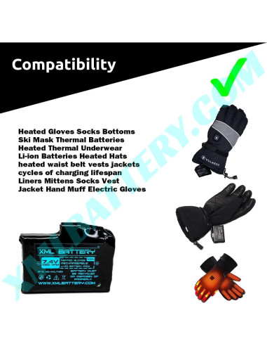 Paquete de 4 Baterías Recargables 7.4V 2200mAh para Guantes