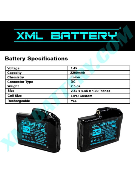 Paquete de 4 Baterías Recargables 7.4V 2200mAh para Guantes