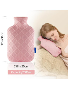 Botella de Agua Caliente DICEVER 2L Rosa con Funda Suave 2