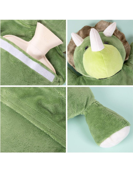 Botella de Agua Caliente 2L HomeTop con Funda Triceratops