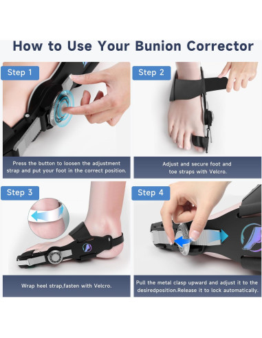 Corrector de Juanetes HUQKIYA Ajustable para Pies Izquierdo/Derecho