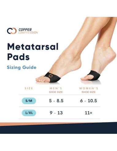 Almohadillas Metatarsales Copper Compression S/M - Gel Alivio Dolor