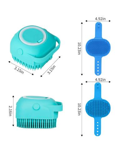 Comotech Juego de 3 Cepillos de Baño para Perros Azul