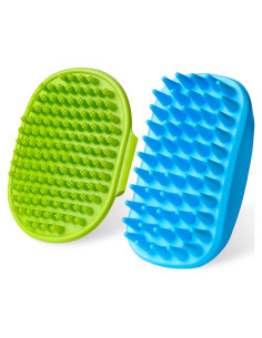 Juego de 2 cepillos de baño para perros KQUQK - Verde Azul