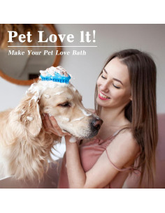 Juego de 2 cepillos de baño para perros KQUQK - Verde Azul 2