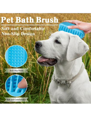 Juego de 2 cepillos de baño para perros KQUQK - Verde Azul