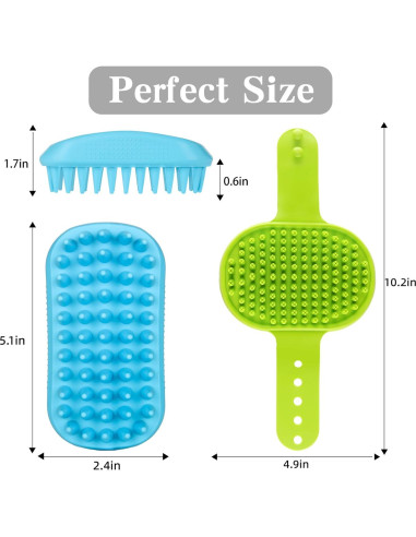 Juego de 2 cepillos de baño para perros KQUQK - Verde Azul