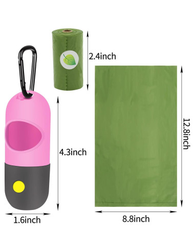 Dispensador de bolsas para excremento Eliamo con linterna LED