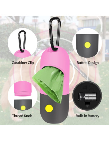 Dispensador de bolsas para excremento Eliamo con linterna LED