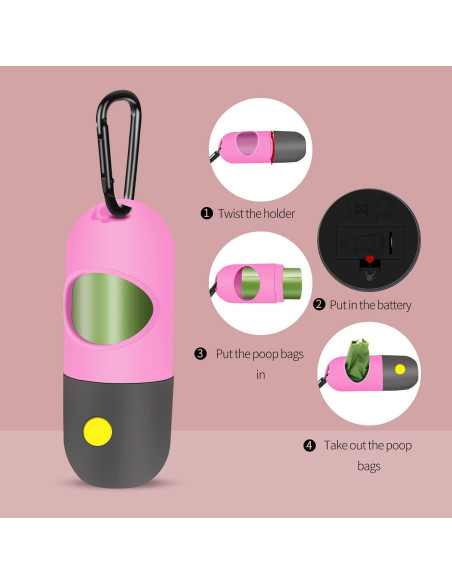 Dispensador de bolsas para excremento Eliamo con linterna LED