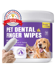 Toallitas Dentales BuddyCheer para Perros y Gatos - 50 Unidades