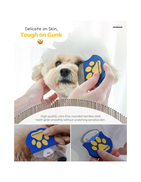 Peine Profesional PETHROOM para Ojos de Mascotas - Acero Inoxidable