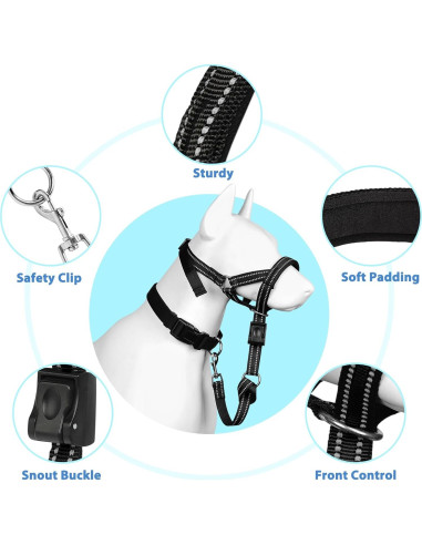 Collar de Cabeza Suave BARKLESS M Negro para Perros