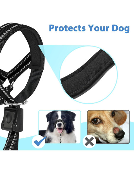 Collar de Cabeza Suave BARKLESS M Negro para Perros Collar de Cabeza Suave BARKLESS M Negro para Perros