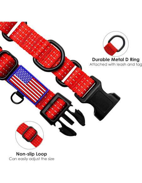 Collar Martingale LUCKYDC Rojo Ajustable para Perros Grandes