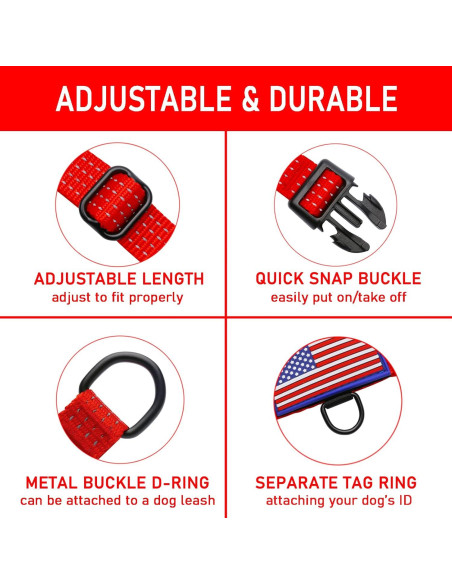 Collar Martingale LUCKYDC Rojo Ajustable para Perros Grandes