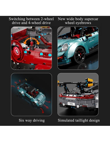 Coche Deportivo PR911 Blanco 3389 Piezas Construcción