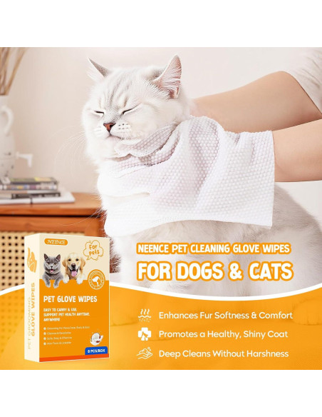 Toallitas para Mascotas NEENCE Extra Gruesas con Guantes
