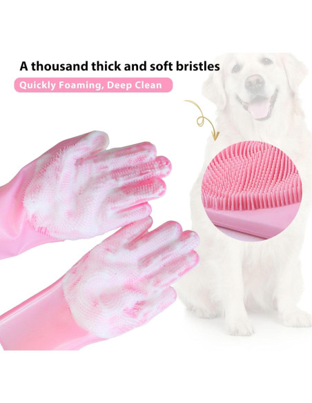 Guantes de Aseo para Mascotas NVNAN Rosa - Cepillo Silicona