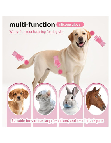 Guantes de Aseo para Mascotas NVNAN Rosa - Cepillo Silicona