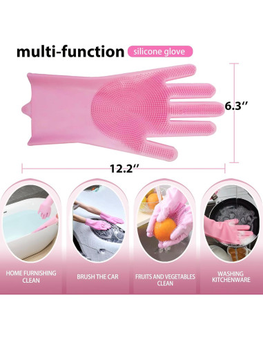 Guantes de Aseo para Mascotas NVNAN Rosa - Cepillo Silicona