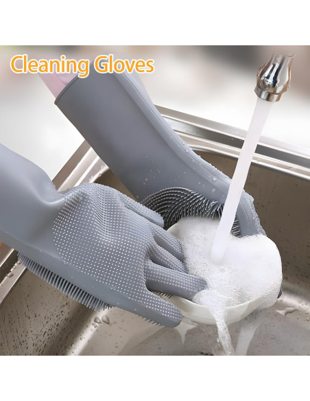 Guantes de Silicona Multifuncionales 2 Pares Gris 2 en 1