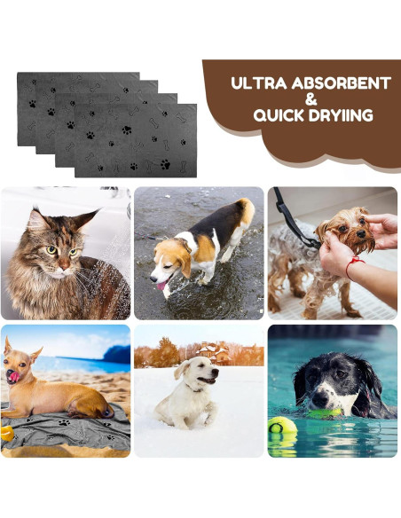 Chumia Toallas Microfibra para Perros 4 Pcs 60x100 cm Gris
