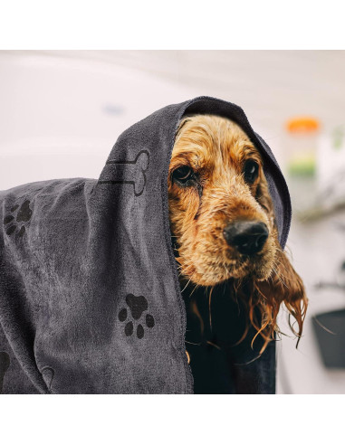 Chumia Toallas Microfibra para Perros 4 Pcs 60x100 cm Gris