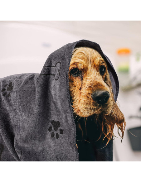 Chumia Toallas Microfibra para Perros 4 Pcs 60x100 cm Gris