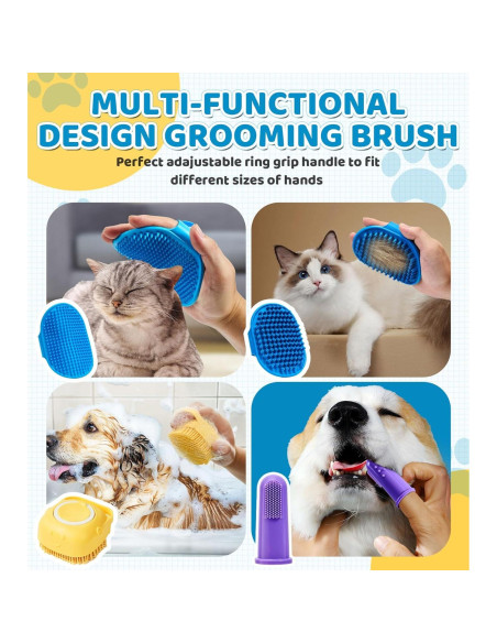 Juego de 4 cepillos de baño para perros Robatun - Amarillo