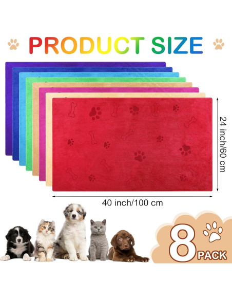 Chumia Toallas Microfibra 8 Pcs para Secar Mascotas 100x60 cm