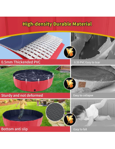 Piscina Plegable para Perros CACSPS 99x30 cm Antideslizante Rojo 2