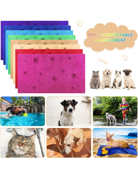 Chumia Toallas Microfibra 8 Pcs para Secar Mascotas 100x60 cm