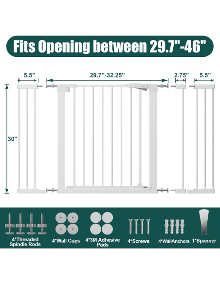 Puerta para Bebés Keny 76,2 cm Alta Ajustable 29.7-116,8 cm