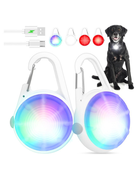 Collar LED recargable para perro POEEY con luz RGB 2Pack