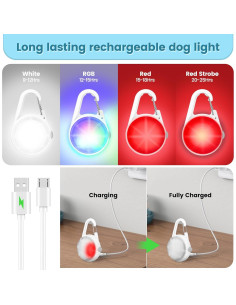 Collar LED recargable para perro POEEY con luz RGB 2Pack 2