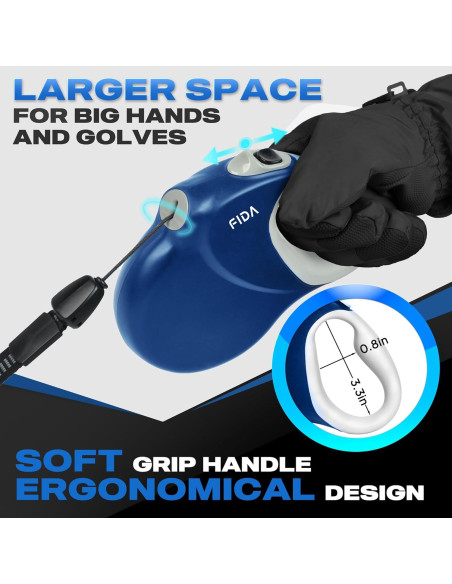 Correa Retráctil Fida 9m Azul para Perros Grandes 110 lbs