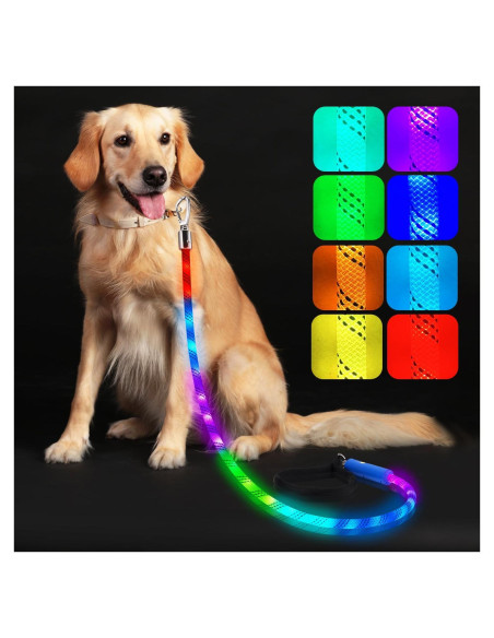 Correa LED para Perros XEUCH 5 Pies Recargable 13 Modos