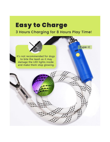 Correa LED para Perros XEUCH 5 Pies Recargable 13 Modos
