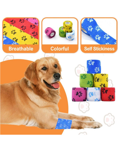 6 Rollos Vendaje Veterinario Kreyfer 5 m x 5 cm Autoadhesivo