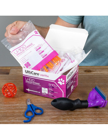 Jeringas de Insulina UltiCare VetRx U-100 3/10cc 60 unidades