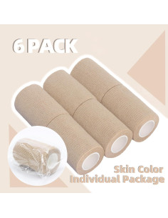 Paquete de 6 vendajes autoadhesivos 7,5 cm x 4,5 m color piel 2