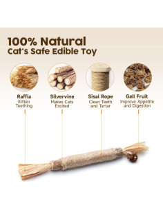 3 Palos Naturales Silvervine Potaroma para Gatos 12 cm 2