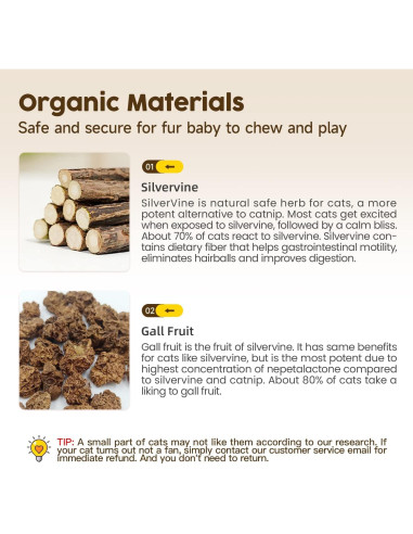 3 Palos Naturales Silvervine Potaroma para Gatos 12 cm